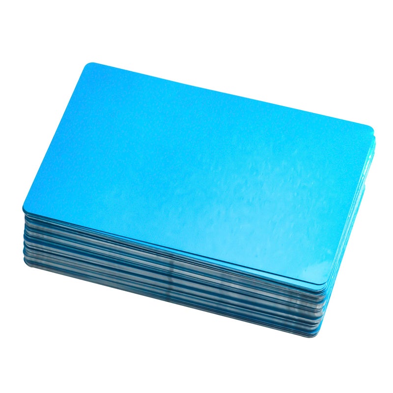 RXBC2011 بطاقات عمل معدنية فارغة RXBC2011 نقش بالليزر ألومنيوم أزرق عبوة من 100 - Image 5